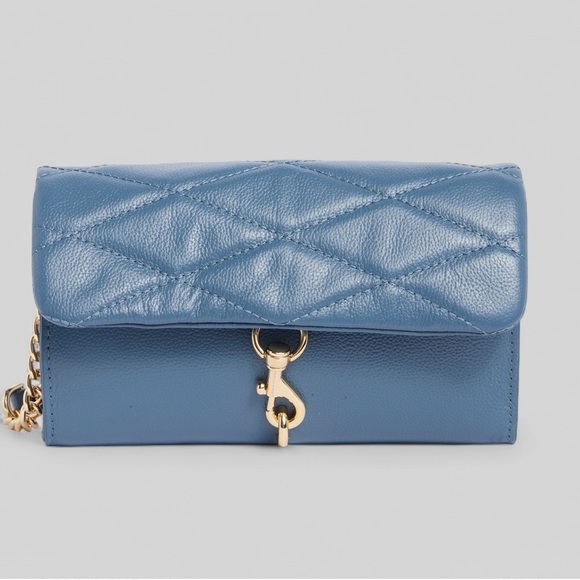 Rebecca Minkoff Edie Wallet on Chain Crossbody Blue Slate NWT - Picture 3 of 13